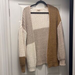 Hapbee Women's Cozy Colorblock Cardigan - Cream, Tan, Brown